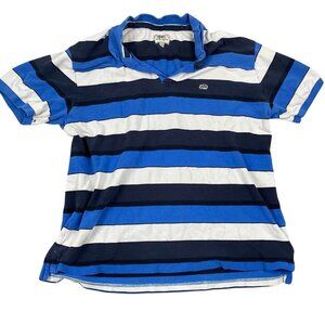 Ecko Unltd Mens Polo Shirt 3XL Striped Blue & White Cotton Casual Short Sleeve